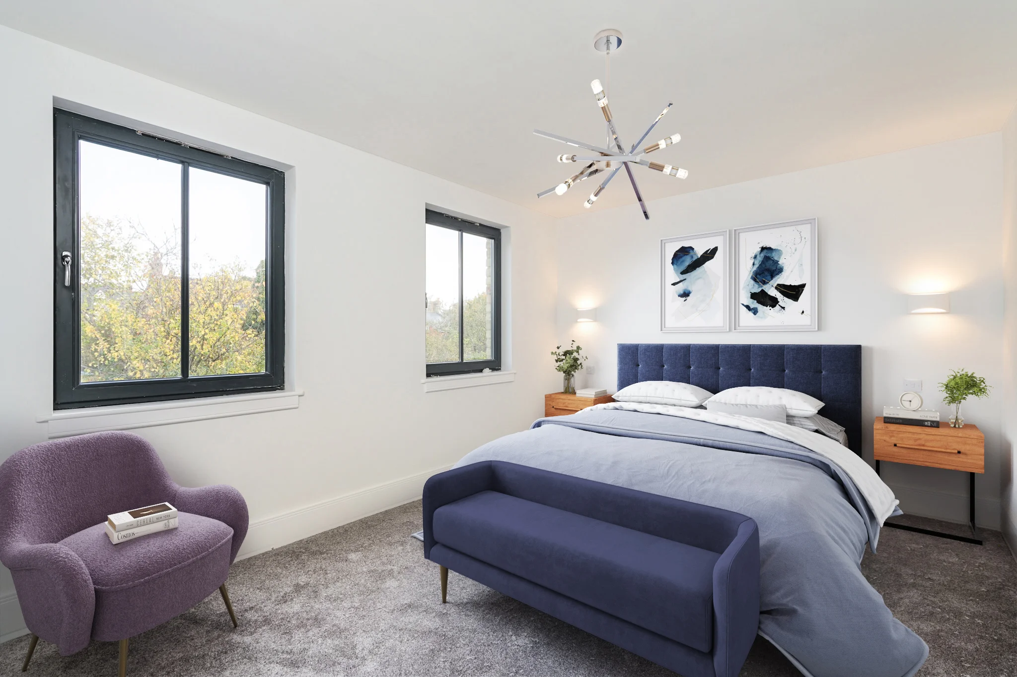 Guest bedroom after staging